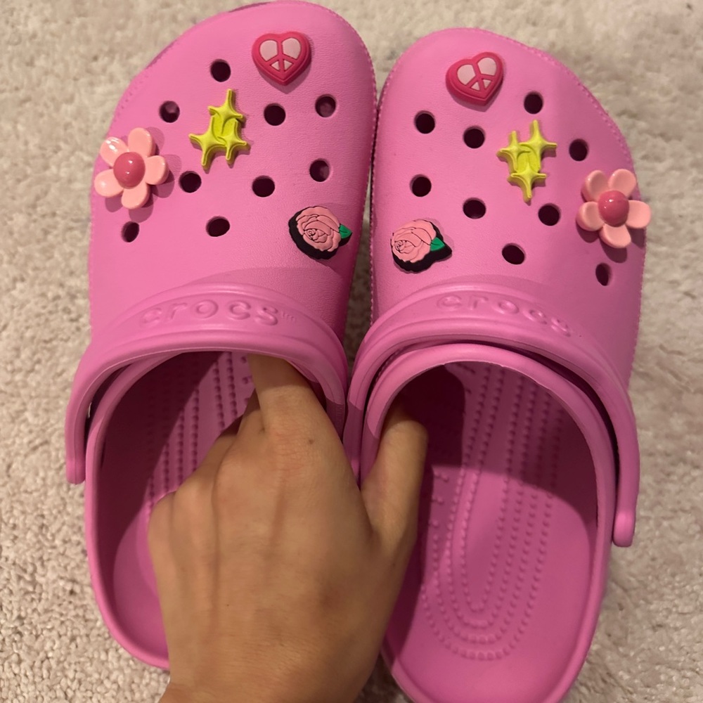 Pink crocs